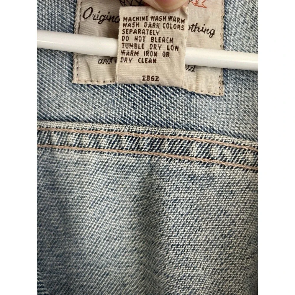 Vintage Banana Republic Travel & Safari Denim Jacket with Leather Trim Trucker L